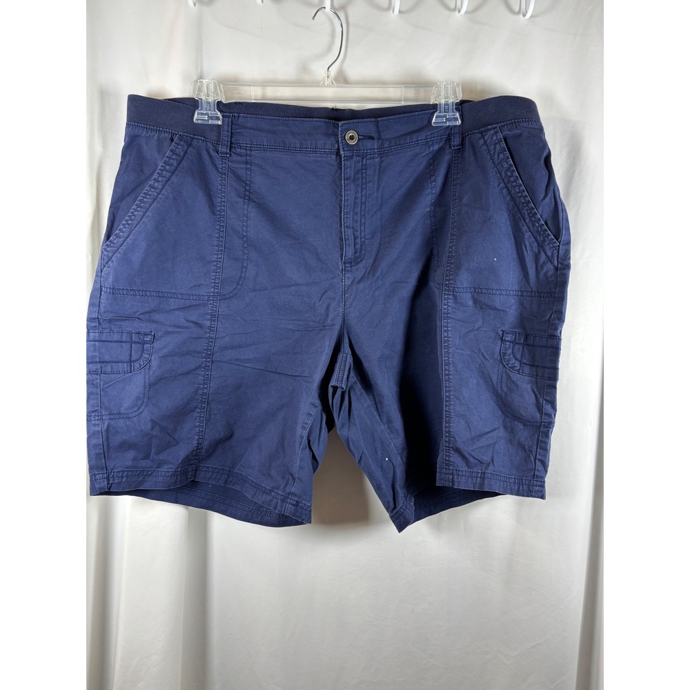 Lee Womens Relaxed Fit Cargo Shorts Navy Blue Size 22W Stretch Utility 3785446
